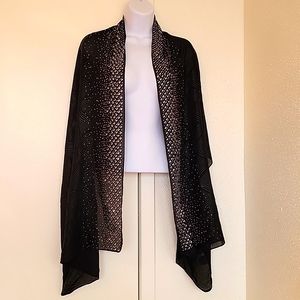 Brand New Black & Silver Rhinestone Encrusted Wrap Shawl / Sarong